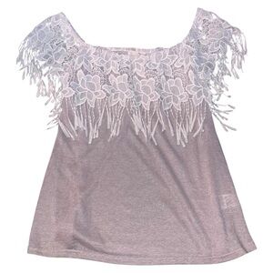 RYU off the shoulder Lace Fringe Women's Top